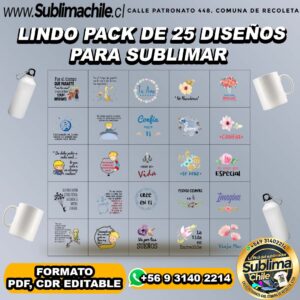 Lindo pack de 25 diseños para sublimar - PDF, CDR EDITABLE