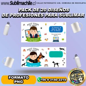 Pack de 10 diseños de profesiones para sublimar - PNG