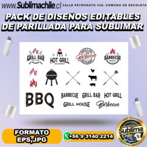 Pack de diseños editables de parrillada para sublimar - EPS,JPG