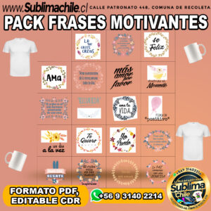 Pack de lindas frases para sublimar - PDF, CDR EDITABLE
