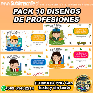 Pack 10 diseños de profesiones para sublimar tazones - PNG