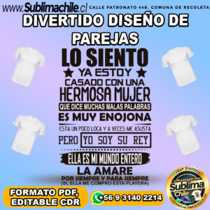 Un divertido diseño para parejas para sublimar poleras - PDF, EDITABLE CDR