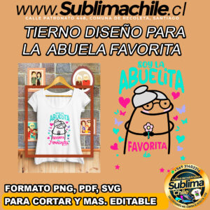 Un tierno diseño editable para la abuela favorita para sublimar poleras - PNG, PDF, SVG