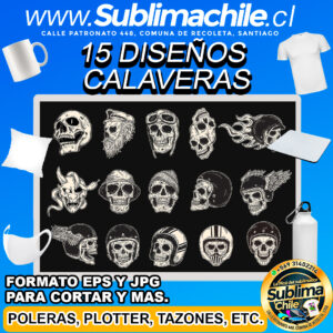 15 Diseños de calaveras para Sublimar - JPG y EPS