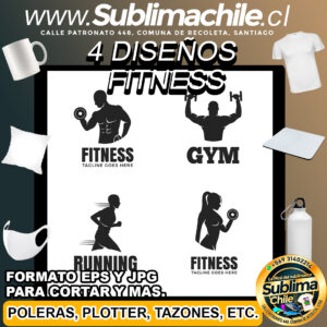 4 Diseño de Fitness para Sublimar - EPS y JPG
