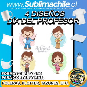 4 Diseños Día del Profesor para Sublimar - EPS y JPG