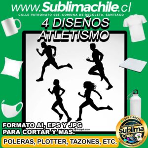 4 Diseños de Atletismo para Sublimar - AI, JPG y EPS