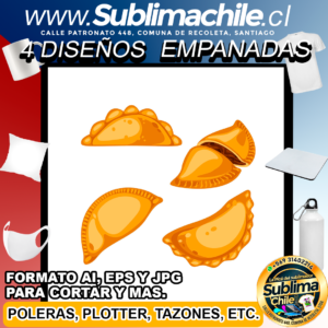 4 Diseños de Empanadas para Sublimar - AI, JPG y EPS