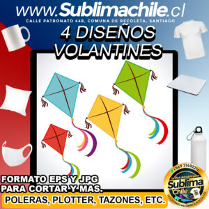 4 Diseños de Volantines para Sublimar - JPG y EPS