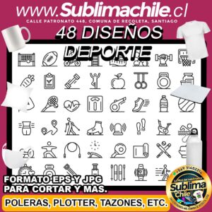 48 Diseños de Iconos de Ejercicios para Sublimar - JPG y EPS