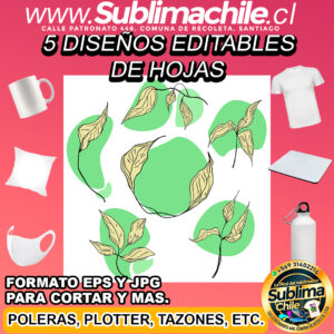 5 Diseños editables de hojas para sublimar - EPS, JPG