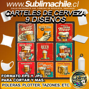 9 Diseños de Carteles de Cervezas para Sublimar - JPG y EPS