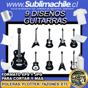 9 Diseños de Guitarras para Sublimar - JPG y EPS