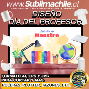 Diseño Editable Feliz Día del Maestro para Sublimar - AI, EPS y JPG