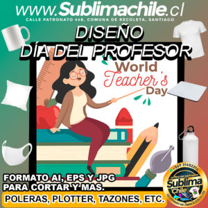 Diseño Feliz Dia Maestro para Sublimar Editable - AI, JPG y EPS