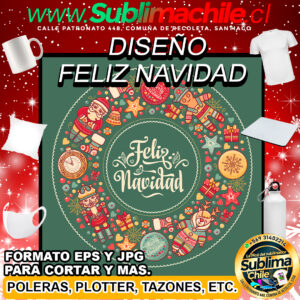 Diseño Feliz Navidad para Sublimar - JPG y EPS