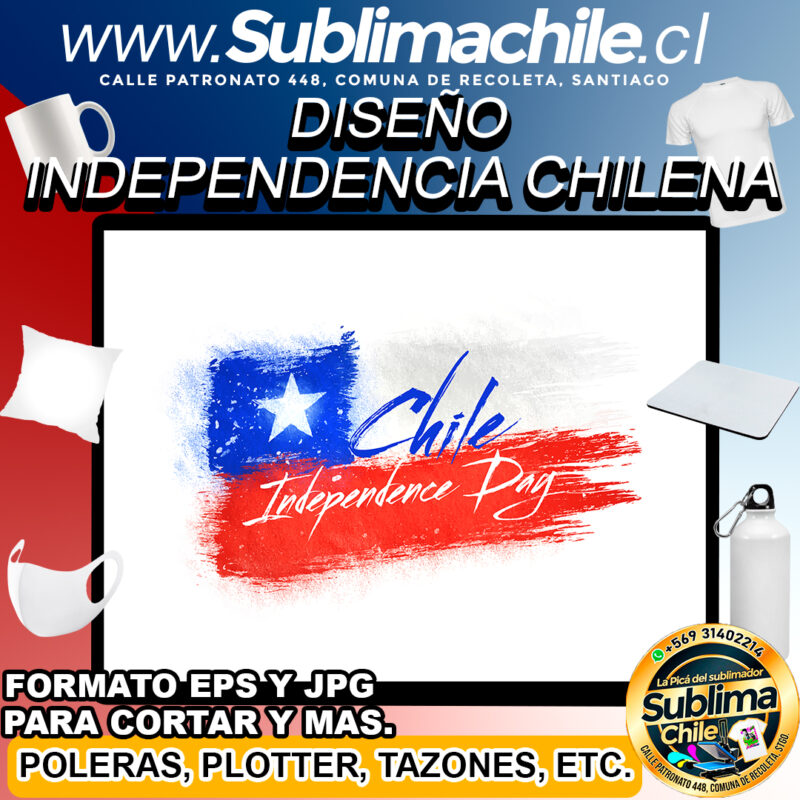 Diseno Independencia Chilena para Sublimar JPG y EPS