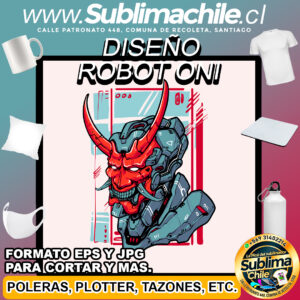 Diseño Neotradicional de Robot Oni para Sublimar - JPG y EPS