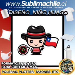 Diseño Niño Vestido de Huaso para Sublimar - JPG y EPS