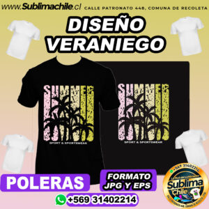 Diseño Veraniego para Sublimar Poleras - JPG y EPS