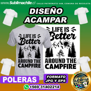 Diseño de Acampar para Sublimar Poleras - JPG y EPS