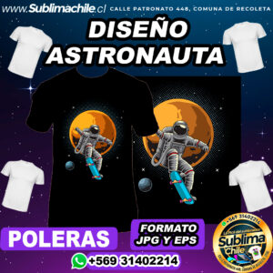 Diseño de Astronauta para Sublimar Poleras - JPG y EPS
