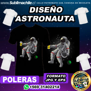 Diseño de Astronautas para Sublimar poleras - JPG y EPS