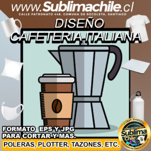 Diseño de Cafetera Italiana para Sublimar - EPS y JPG