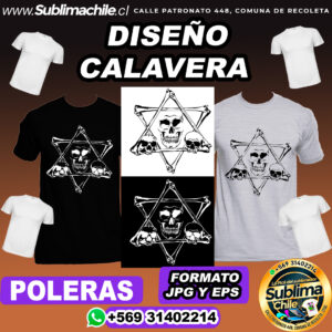 Diseño de Calavera para Sublimar Poleras - JPG y EPS