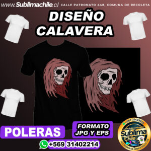 Diseño de Calavera para Sublimar en Poleras - JPG y EPS
