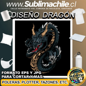 Diseño de Dragón Tenebroso para Sublimar - JPG y EPS