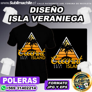 Diseño de Isla Veraniega para Sublimar Poleras - JPG y EPS