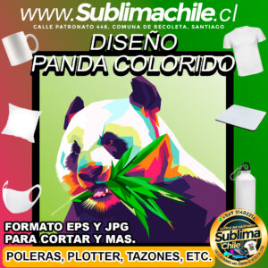 Diseño de Panda Colorido para Sublimar - JPG y EPS