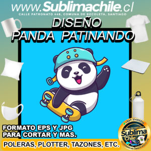 Diseño de Panda Patinado para Sublimar - JPG y EPS