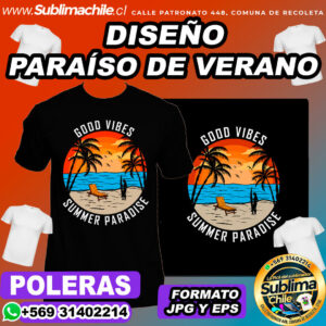 Diseño de Paraíso de Verano para Sublimar Poleras - JPG y EPS