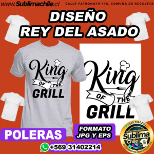 Diseño de Rey del Asado para Sublimar Poleras - JPG y EPS
