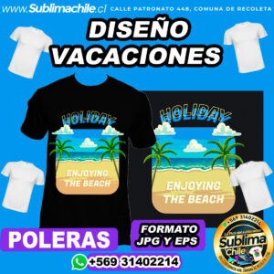 Diseño de Vacaciones para Sublimar Poleras - JPG y EPS