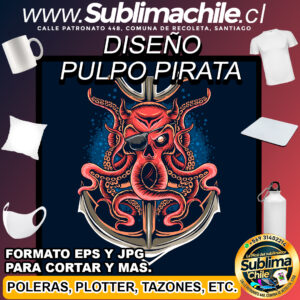 Diseño de un Pulpo Pirata para Sublimar - JPG y EPS