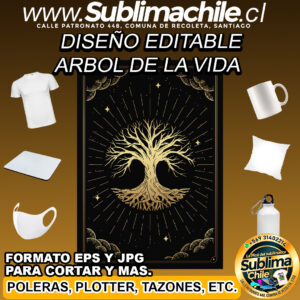 Diseño editable de "árbol de la vida" para sublimar - EPS, JPG