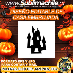 Diseño editable de casa embrujada para sublimar - EPS, JPG