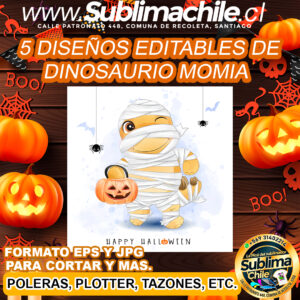 Diseño editable de dinosaurio momia para sublimar - EPS, JPG