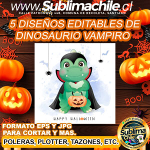 Diseño editable de dinosaurio vampiro para sublimar - EPS, JPG