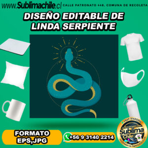 Diseño editable de linda serpiente para sublimar - EPS Y JPG