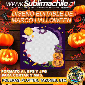 Diseño editable de marco de halloween para sublimar - EPS, AI y JPG
