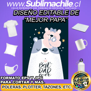 Diseño editable de "mejor papa" para sublimar - EPS y JPG