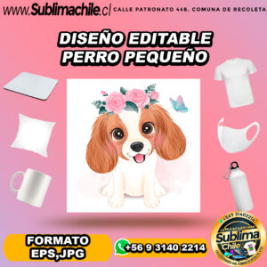 Diseño editable de perro pequeño para sublimar - EPS, JPG