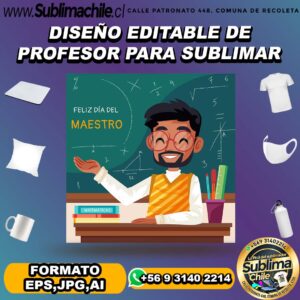 Diseño editable de profesor para sublimar - EPS,JPG,AI
