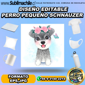 Diseño editable de schnauzer floral para sublimar - EPS, JPG