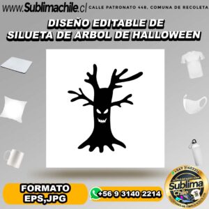 Diseño editable de silueta de arbol de halloween para sublimar -  EPS,JPG