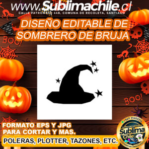 Diseño editable de sombrero de bruja para sublimar - EPS, JPG